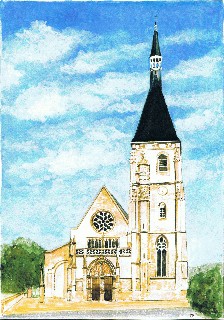 Eglise d'Anet (aquarelle P. Bazinet)